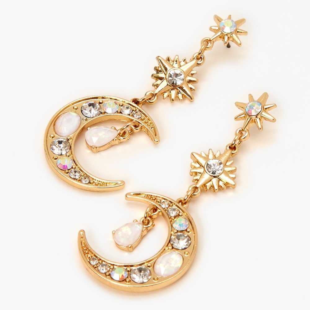 Claire's Gold Moon and Star Crystal Earrings